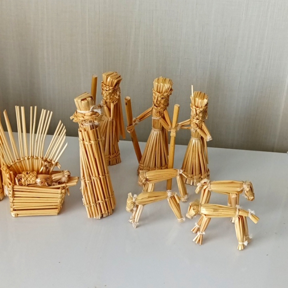 Handcrafted Straw Nativity Set Vintage EXTREMELY RARE - Picture 4 of 15